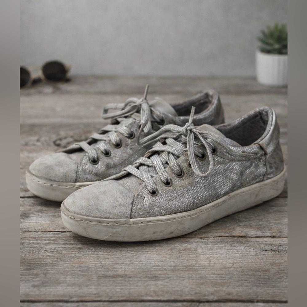 A.S. 98 Glitter  Silver  Womens Size 40  Suede Distressed Sneakers